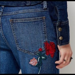 Free People Four Seasons Cropped Embroidered Jeans